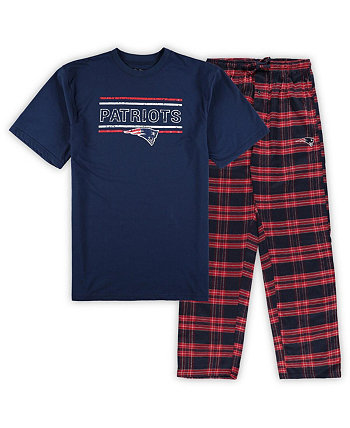 Мужской фланелевый спальный комплект темно-синего, красного цвета с потертостями New England Patriots Big and Tall Concepts Sport