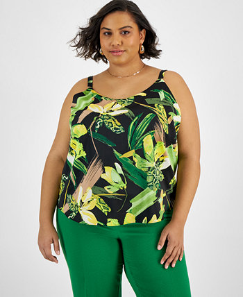Plus Size Printed Cowlneck Camisole Top, Created for Macy's Bar III