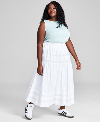 Plus Size Crochet Pull-On Maxi Skirt, Created for Macy's And Now This