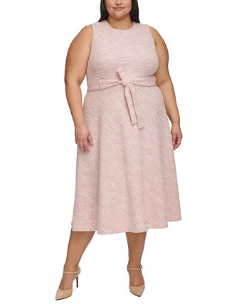 Твидовое платье миди без рукавов больших размеров Calvin Klein