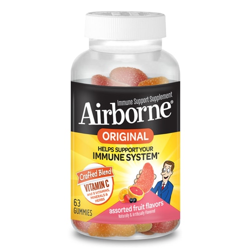 Жевательные конфеты, фруктовое ассорти, витамины С и Е, цинк, поддержка иммунитета, 63 жевательные конфеты AirBorne
