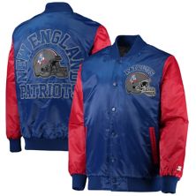 Мужская атласная университетская куртка с застежкой на кнопках Starter Royal/Red New England Patriots Locker Room Throwback Starter