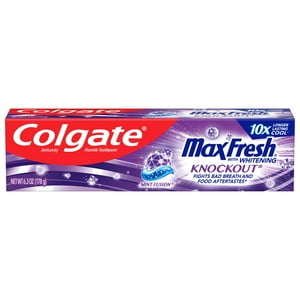 Colgate Max Fresh Knockout Toothpaste, Whitening Toothpaste with Mini Breath Strips, Mint Fusion, 6.3 Oz Tube Visit the Colgate Store