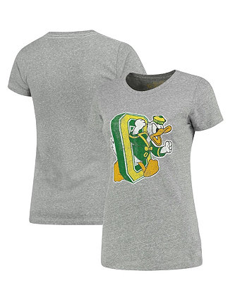 Женская футболка Heather Grey Oregon Ducks Tri-Blend с круглым вырезом Original Retro Brand