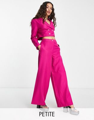 Only Petite wide leg tailored pants in pink - part of a set Only Petite