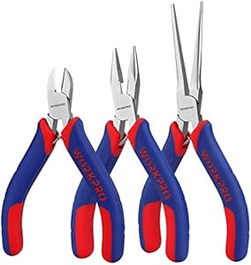 WORKPRO Mini Pliers Set, 3-Piece Small Pliers Tool Kit Includes 4” Diagonal Plier, 5” Long Nose Plier, 6” Needle Nose Plier, for Making Crafts, Repairing Electronic Devices Workpro