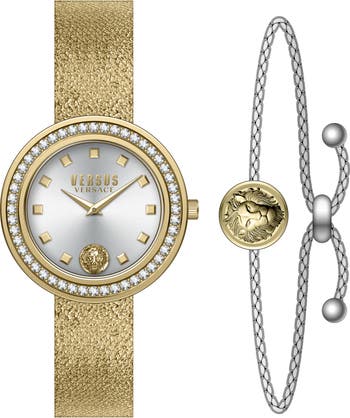 Женские часы с сетчатым браслетом с серебряным циферблатом, 38 мм Versus Versace