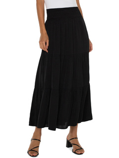 Многоярусная атласная длинная юбка с присборенной талией Liverpool Los Angeles