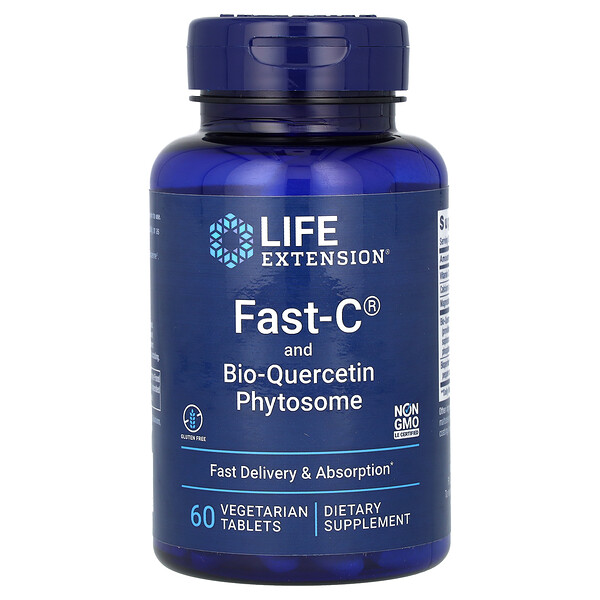 Fast-C и фитосомы био-кверцетина, 60 вегетарианских таблеток Life Extension