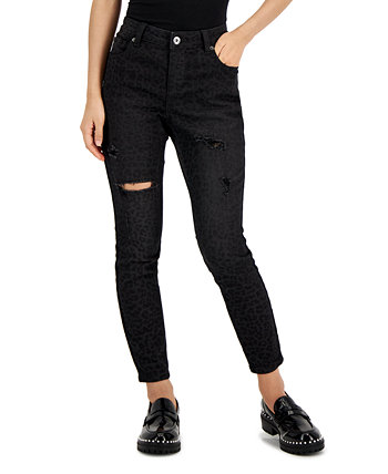 Рваные джинсы-скинни Petite со средней посадкой и животным принтом, созданные для Macy's INC International Concepts