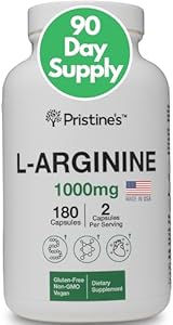 PRISTINE'S L Arginine Supplements for Men & Women - 1000mg Capsules 90 Day Supply Blood Flow & Pre Workout Amino Acid Support Pristine'S