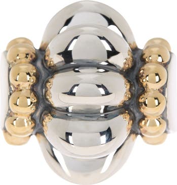 Текстурированное кольцо из золота 18 карат и стерлингового серебра - размер 7 LAGOS