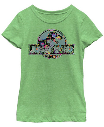 Серая футболка с коротким рукавом и цветочным логотипом Big Girl's Boho Folk World Jurassic FIFTH SUN