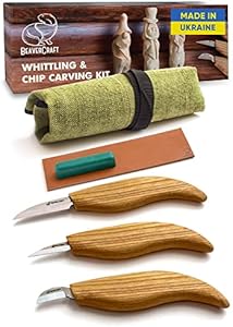 BeaverCraft Wood Carving Kit S15 Wood Whittling Kit for Beginners Kids - Wood Carving Knife Set Whittling Knife Wood Carving Knives Carving Tools Beavercraft