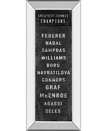 Величайшие чемпионы по теннису из коллекции в винтажном стиле с принтом в зеркальной раме, 18 "x 42" Classy Art