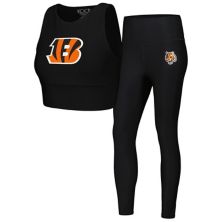 Women's Black Cincinnati Bengals Leggings & Midi Bra Set Unbranded