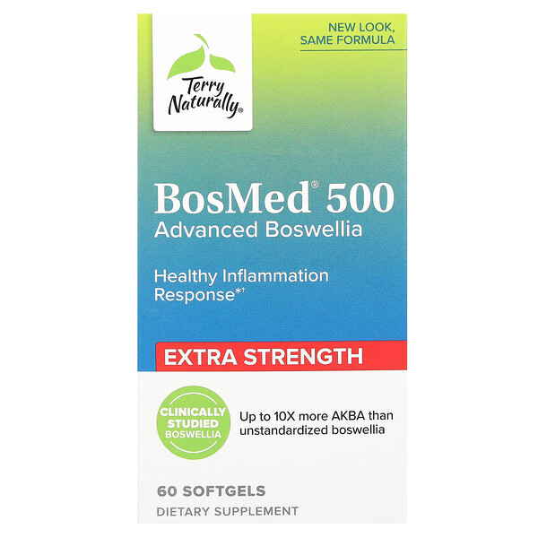 BosMed 500, Усиленная Босвеллия, Экстра Сила - 60 капсул - Terry Naturally Terry Naturally
