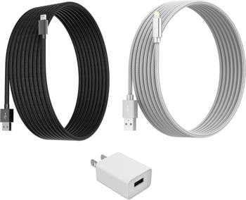 USB-кабель для зарядки и адаптер Lightning, набор из 3 предметов — черный/серебристый THE POSH TECH