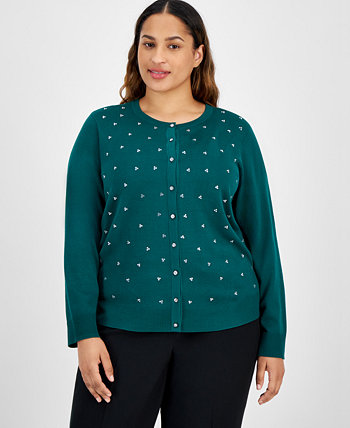 Plus Size Rhinestone Button-Front Cardigan, Created for Macy's J&M Collection