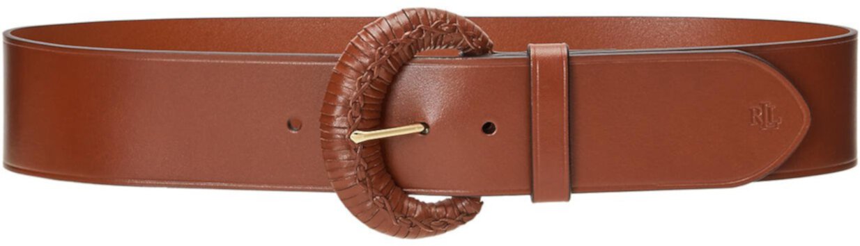 Crescent-Buckle Leather Wide Belt LAUREN Ralph Lauren