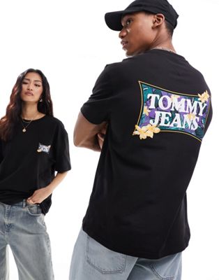Tommy Jeans Unisex regular flower power T-shirt in black Tommy Jeans