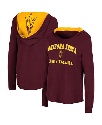 Женская футболка с капюшоном Maroon Arizona State Sun Devils Catalina с длинным рукавом Colosseum