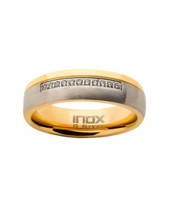 Мужское кольцо из 11 прозрачных бриллиантов из стали с золотым покрытием INOX