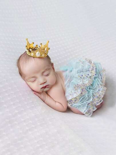 Контрастная сетка Со цветочками милый Костюмы для фотографии новорожденных SHEIN