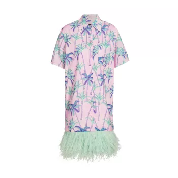 Платье-рубашка из хлопка с перьями Palms Camp LE SUPERBE