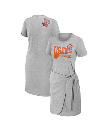 Женское платье-футболка с узлом Хизер Серое Clemson Tigers WEAR by Erin Andrews