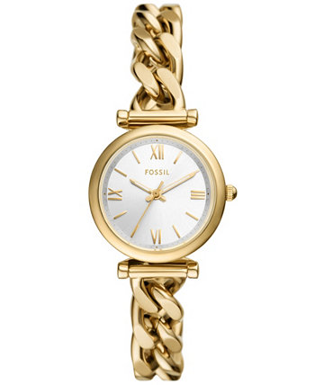 Женские часы Carlie из нержавеющей стали с тремя стрелками золотистого цвета, 28 мм Fossil