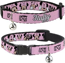 Buckle-Down Disney Minnie Mouse Expressions Polka Dot Personalized Breakaway Cat Collar with Bell Buckle-Down