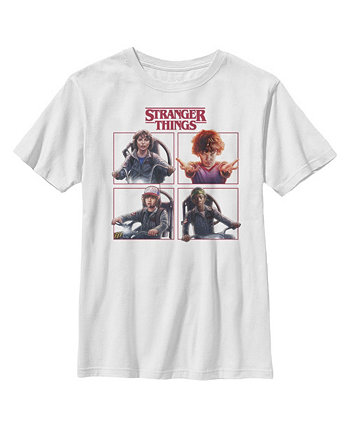Boy's Stranger Things Character Squares  Child T-Shirt Netflix