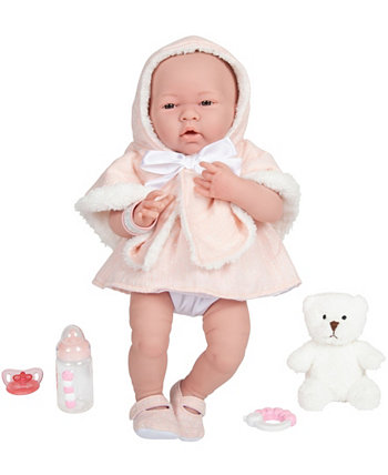La Newborn 15-дюймовая кукла Real Girl с набором плюшевых мишек, 9 предметов JC Toys