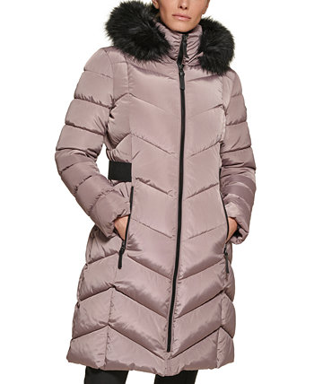 Женское пуховое пальто с отделкой из искусственного меха и капюшоном, созданное для Macy's Calvin Klein