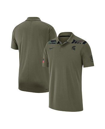 Мужская оливковая рубашка-поло в стиле милитари Michigan State Spartans 2023 Sideline Coaches Performance Pack Nike
