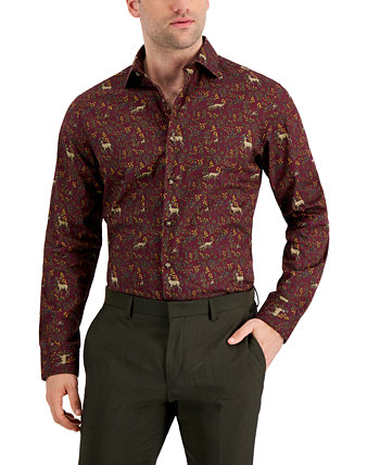 Мужская классическая рубашка Slim Fit Performance Stretch с лесным принтом, созданная для Macy's Bar III