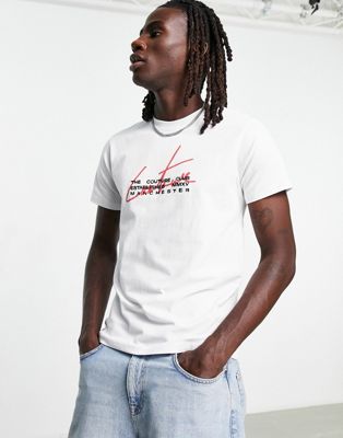 The Couture Club slim fit T-shirt in white with overlay logo print The Couture Club