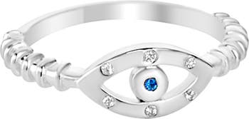 Серебряное кольцо с цирконом и сапфиром от сглаза Liza Schwartz