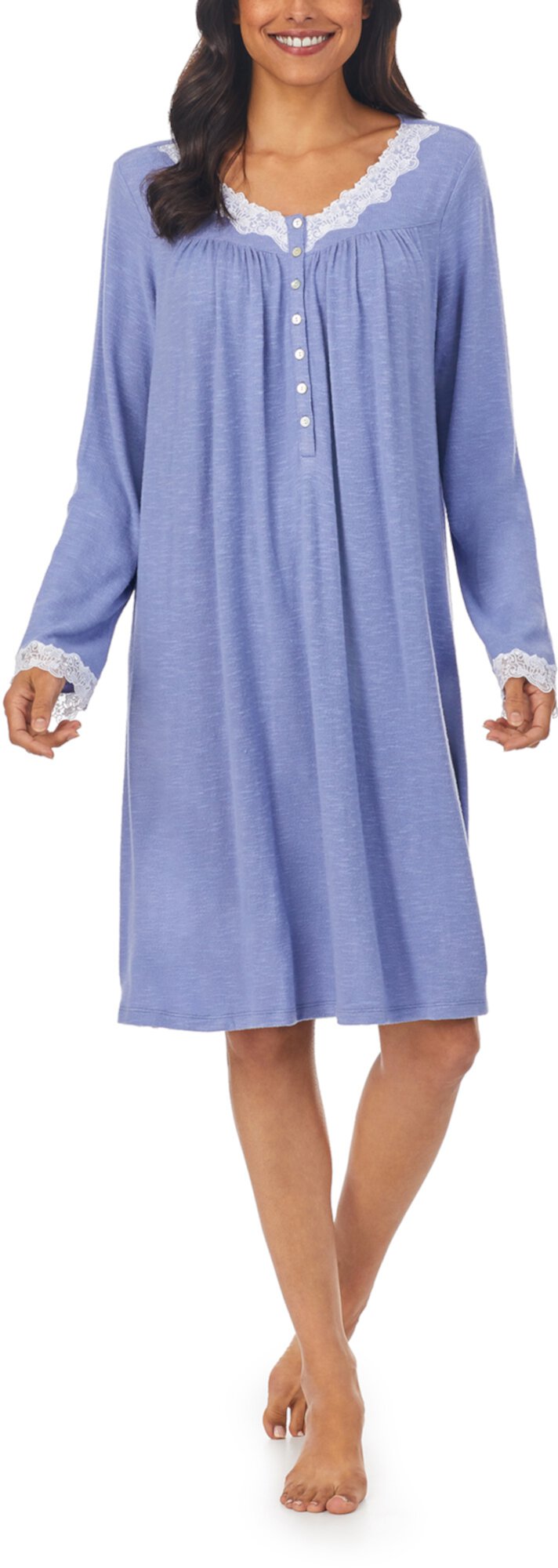 36-дюймовая вязаная ночная рубашка с коротким рукавом и длинным рукавом Eileen West