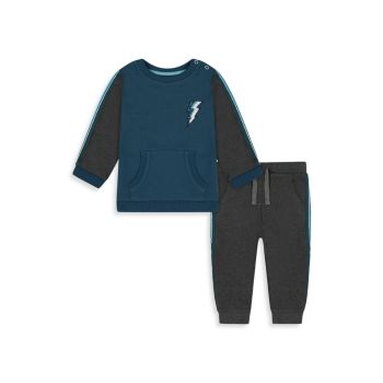 Комплект из 2 предметов флисового спортивного костюма в полоску для маленького мальчика Andy & Evan