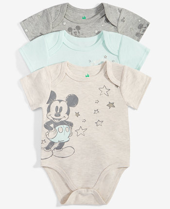 Baby Boys Mickey Mouse Bodysuits, 3 Pack Disney