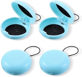 4 pcs Earplug Case Blue Ear Plug Case Potable Round Ear Plug Holder with Keychains Small Carrying Case for Travel Earplug Holder Mini Storage Case for Business Trip Storage Earplug Earbuds Trinkets Yolev