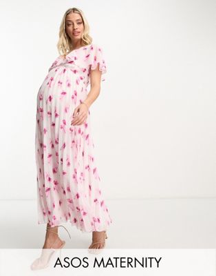 Платье миди с цветочным принтом и плиссированным подолом ASOS DESIGN Maternity ASOS Maternity