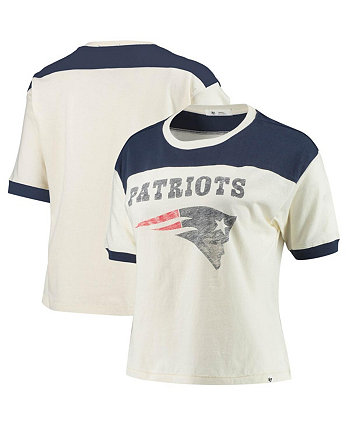 Женская кремовая и темно-синяя укороченная футболка New England Patriots Billie '47 Brand