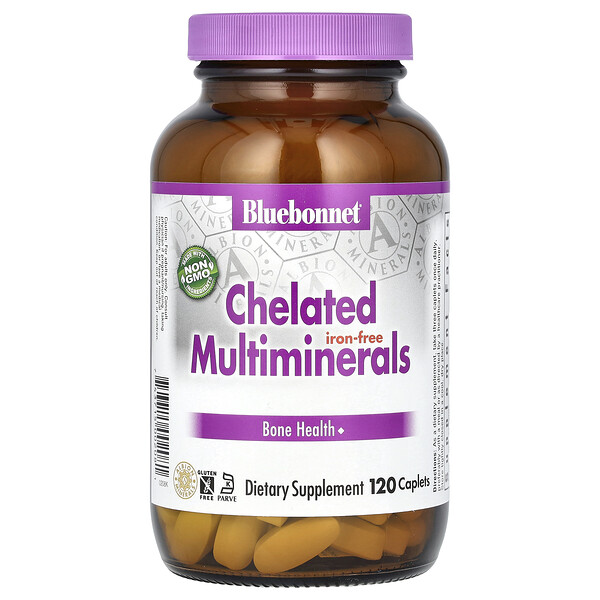 Хелатированные Мультиминералы, без железа - 120 каплет - Bluebonnet Nutrition Bluebonnet Nutrition