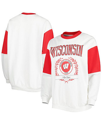 Женский пуловер-свитшот White Wisconsin Badgers It's A Vibe Dolman Gameday Couture