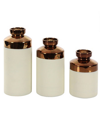 by Cosmopolitan Набор из 3 современных белых керамических ваз, 8 ", 10", 12 " CosmoLiving