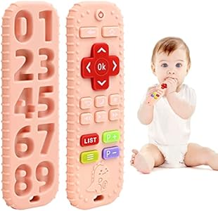 Teething Relief Teethers Toys for Babies 3-6 12 Months Gifts, Silicone Remote Control Baby Teether Toys for 3 6 9 Months Newborn Infant Boy Girl Autism, Food Grade Silicone Sensory Toys, Beige AiTuiTui