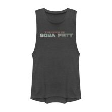 Juniors' Star Wars The Book Of Boba Fett Suit Themed Logo Muscle Graphic Tank Star Wars